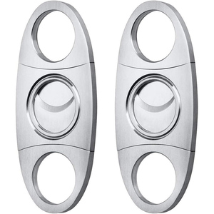 Cutter à cigares minimaliste double lame en gros - Ciseaux à cigares cubains en métal avec perforateur, accessoires professionnels pour cigares - Product Image 1