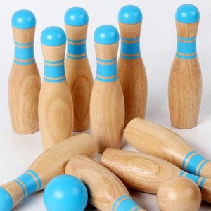 Jeu de lancer d'anneaux <span class=keywords><strong>et</strong></span> de bowling 2 en 1 en bois avec piquets de pointage, anneaux en corde <span class=keywords><strong>et</strong></span> <span class=keywords><strong>quilles</strong></span> de bowling pour le plaisir en famille en plein air dans la cour - Product Image 3