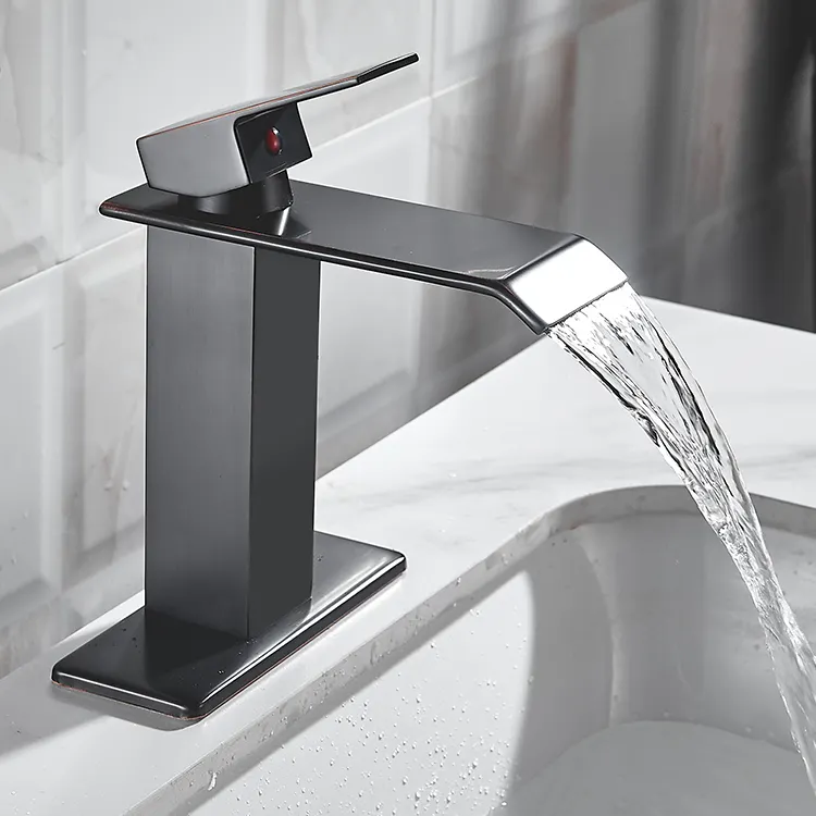 High Quality Modern Deck Mounted Single Lever Black Bathroom Single Lever Sink Basin Water Faucets