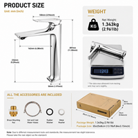 Robinet de salle de bain moderne monocommande en alliage de zinc nickel brossé, avec fonction cascade, pour eau chaude et froide, et accessoires de valve en céramique plastique