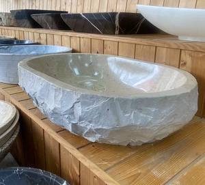 Lavabo de Mármol Cultivado de Forma Ovalada Personalizado, Lavabo para Encimera de Baño, Aspecto de Superficie Natural para Baño - Product Image 6