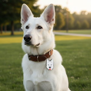 Medaglietta per Cani Pastore Tedesco in Metallo Bianco, Charm per Collare - Product Image 3