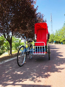 XCEGO Street View Electric Human-powered <b>Passenger</b> Tricycle Sightseeing Bicycle Touring Bike Single Speed <b>2</b> Persons Capacity - Product Image 2