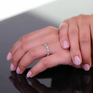 Marquise bande demi-éternité bague en diamant en argent Sterling mariage fiançailles cadeau de mariée laboratoire créé diamants pour les mariages - Product Image 6