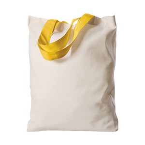 Bolsa de Compras de Lona con Asas Amarillas de 140g, Asa Larga para Compras y Negocios - Product Image 1