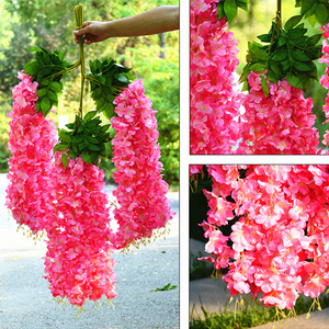 <span class=keywords><strong>Guirnalda</strong></span> de Flores de Glicinia <span class=keywords><strong>Blanca</strong></span> de Seda al por Mayor M548, Flores de Glicinia Colgantes para Decoración de Paredes y Árboles en Bodas - Product Image 2