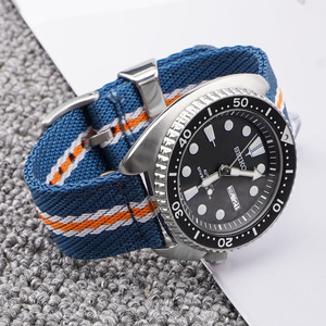 Correa de reloj de nailon a rayas de dos piezas de lujo, correa de reloj de tela de liberación rápida de 18/20/22MM con hebilla de <span class=keywords><strong>acero</strong></span> inoxidable, lazo de Metal - Product Image 3
