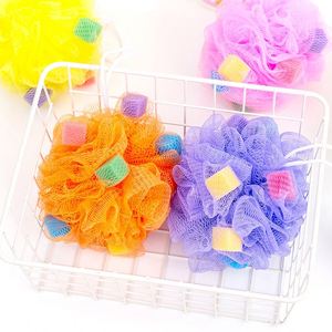 Grande boule de bain durable avec sangle, serviette exfoliante, motif floral, éponge en nylon à particules, filet à bulles - Product Image 2