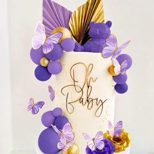 <strong>Purple</strong> Disco Birthday Ball Set <strong>Cake</strong> and Palm Leaf Decoration with Easter <strong>Butterflies</strong> for Christmas Occasions - Product Image 5