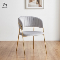 Chaise de salle à manger en tissu velours gris, style simple et luxueux, pour restaurant