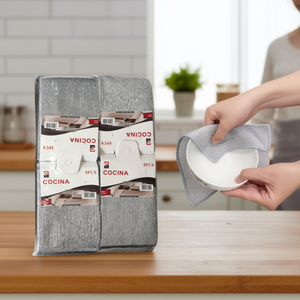 Lot de 5 chiffons à vaisselle en fil d'argent, 12 chiffons absorbants pour le nettoyage de la cuisine - Product Image 3