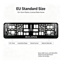 BOLONG Cadre de plaque d'immatriculation en plastique ABS haute performance, norme européenne, résistant aux intempéries, logo personnalisé imprimé, plaque d'immatriculation européenne