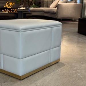 Italian Style Genuine Leather Sofa Stool <strong>Low</strong> <strong>Footstool</strong> for Living Room Square Dressing Coffee Table Shoe Changing Ottomans - Product Image 2