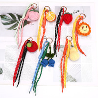 Mode gebreid garen gehaakt gevlochten touw fruit sleutelhanger kleurrijke knoop touw hanger tas decoratie fruit accessoire cadeau