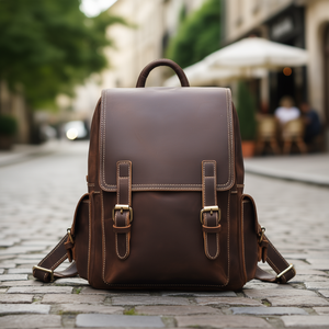 Mochila de Cuero para Mujer Freja, Estilo Vintage Mediano, Cierre con Broches, Resistente al Agua, Correa de Hombro para Uso Diario, Forma Cuadrada - Product Image 2