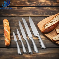 Ensemble de 6 couteaux de cuisine de luxe en acier inoxydable avec bloc de rangement, finition poncée, design artisanal pour un usage quotidien