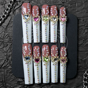 Uñas Postizas de Lujo Hechas a Mano al por Mayor, 10 Piezas, Reutilizables, Cobertura Completa, Uñas Acrílicas Largas, Precio de Fábrica - Product Image 1