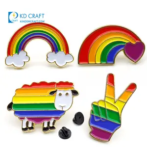 Alfileres metálicos lgbt con diseño personalizado, insignia de color esmaltado, multicolor, para solapas gay