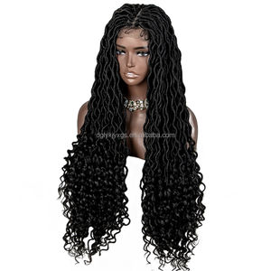 Pelucas de encaje sintético WB11 de 34 pulgadas de <span class=keywords><strong>largo</strong></span>, pelucas delanteras de encaje de 9x6 pulgadas con cabello de bebé, pelucas con trenzas Gypsy Locs para cabello de mujer - Product Image 2