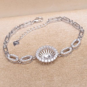 สร้อยข้อมือเงินแท้ S925 ลายดอกทานตะวันแบบกลวง รุ่น A6046 อุปกรณ์เสริม DIY หรูหราสำหรับเครื่องประดับมุก ขนาด 12-13 มม. ตัวเรือนเปล่า - Product Image 1