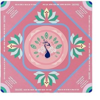 Tapis de mahjong américain imprimé paon de 31,5 pouces avec règles de jeu, tapis de table de mahjong antidérapant en caoutchouc à réduction de bruit avec sac