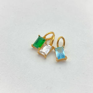 여성용 스테인레스 스틸 골드 도금 6*4mm 직사각형 펜던트 지르코니아 탄생석 매력 12 보석 발견 구성 요소 - Product Image 6