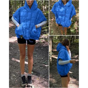 FOXA Gilet matelassé oversize pour femme, à capuche, sans manches, isolé, avec poches, pour l'hiver, décontracté, à superposer - Product Image 4