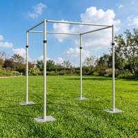 Support de toile de fond carré en aluminium réglable avec base robuste pour mariage, fête, événement, décoration de rideaux