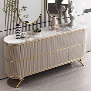 Meuble de rangement moderne de luxe avec dessus en marbre italien, grande capacité, <span class=keywords><strong>buffet</strong></span> <span class=keywords><strong>blanc</strong></span> pour la maison, meubles pour appartement, villa, salon - Product Image 2
