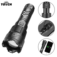 Lampe torche LED en alliage d'aluminium, portée 1000 m, rechargeable USB-C, étanche IP65, zoomable, 5 modes, torche SOS pour la randonnée et le camping
