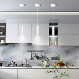 Aigostar moderno bianco 20cm cilindro luce a sospensione GU10 lampada a soffitto in metallo tubo lampadario e luci a sospensione - Product Image 6