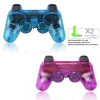Control Remoto Inalámbrico Transparente de 2.4G con Función de Doble Vibración de Segunda Generación para Consola PS2