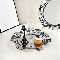 Assiette à fruits minimaliste en acier inoxydable 304 de haute qualité, motif feuille de lotus, pour hôtel, maison, table à manger, salon, collations