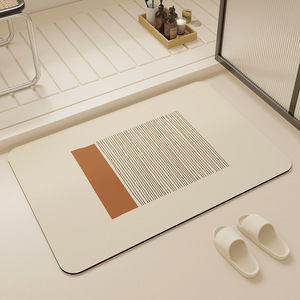 Diatomaceous Earth Bath <b>Mat</b> Rectangle Striped Non Slip Quick Dry For Bathroom Entrance - Product Image 2