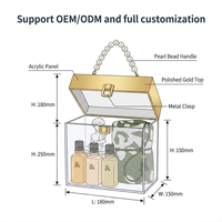 Caja de Regalo Acrílica de Lujo Personalizada con Asa de Perlas, Estuche Transparente para Cosméticos y Cuidado de la Piel, Marca de Boutique de Alta Gama