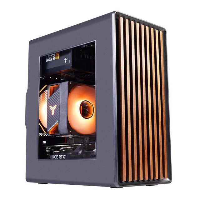Wanjia Craftsman 3 Desktop Business Computer Case Small Wooden Sides Glass Side Panel Front Dust Filter M-ATX