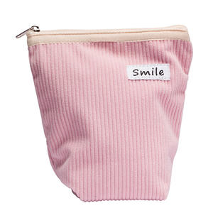 Pochette de maquillage zippée en velours côtelé-Taille compacte - Product Image 3