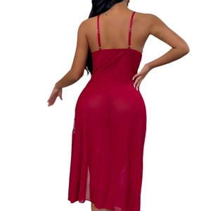 <span class=keywords><strong>Camicia</strong></span> <span class=keywords><strong>da</strong></span> <span class=keywords><strong>Notte</strong></span> Sexy con Ricami Floreali, Sottoveste in Rete con Apertura Laterale Irregolare, Eleganza Romantica in Pizzo Elastico per l'Estate - Product Image 5