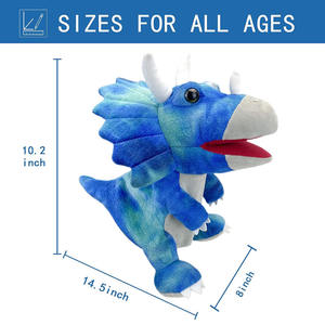 Marionetas de Mano de Dinosaurio Triceratops Azul, Juguetes de Peluche para Niños y Niñas, Juguetes de Peluche para Contar Historias, Regalos, Juguetes de Peluche al por Mayor - Product Image 4
