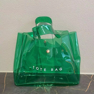 Özel logo küçük mini şeffaf plastik seyahat plaj hediye beyaz mor pembe <span class=keywords><strong>PVC</strong></span> sepet alışveriş çantası - Product Image 4