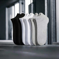 Chaussettes invisibles décontractées pour hommes, couleurs unies (noir, blanc, gris, multicolores), avec logo sur le revers, collection automne, vente en gros