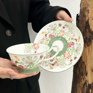 Tasse/Assiette en Céramique de Qualité Supérieure Lelyi, Design Direct Usine, Style Occidental à Longue Poignée, Grès Haute pour Thé de l'Après-midi et Café - Product Image 1