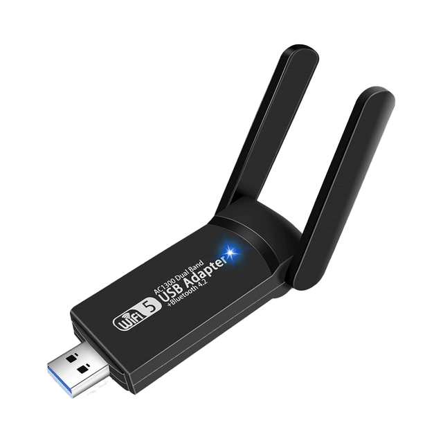 Drop shipping 1300Mbps Dual Band 2.4/5Ghz MiniBluetooth Dongle USB WiFi Adapter for PC/Laptop/Desktop External Receiver