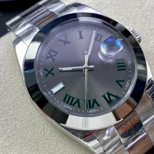 Montres mécaniques automatiques en acier inoxydable, 41 mm, avec lunette en métal doré poli, cadran gris ardoise, date, étanches à 100 m - Product Image 2