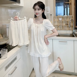 Conjunto de Pijamas de Verano <span class=keywords><strong>para</strong></span> Mujer de Tres Piezas, Camiseta de Manga Corta, Pantalones Cortos y Largos, <span class=keywords><strong>Ropa</strong></span> de Dormir <span class=keywords><strong>para</strong></span> Chicas - Product Image 5