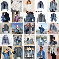 Veste en jean perlée pour femme, tailles XS-5XL, coupe ample, bleu clair, à manches longues, style écolière, avec détails diamantés