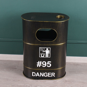 <span class=keywords><strong>Poubelle</strong></span> en fer forgé de <span class=keywords><strong>style</strong></span> <span class=keywords><strong>industriel</strong></span> américain, rétro, vieilli, avec couvercles décoratifs robustes - Product Image 5