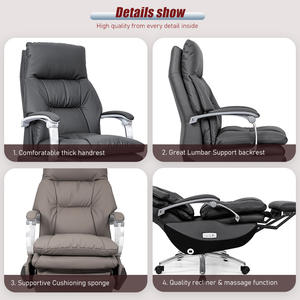 CEO ngồi có thể ngả ghế da footrest điện da thật Ghế văn phòng với được xây dựng trong chức năng massage - Product Image 6