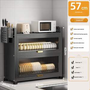 ชั้นวางชามกันฝุ่นแบบกันน้ำสองชั้น ผลิตจากเหล็กคาร์บอน เป็นมิตรกับสิ่งแวดล้อม ใช้ได้กับประตูและเคาน์เตอร์อเนกประสงค์ กล่องเก็บของทันสมัยสำหรับใช้ในครัวเรือน - Product Image 6