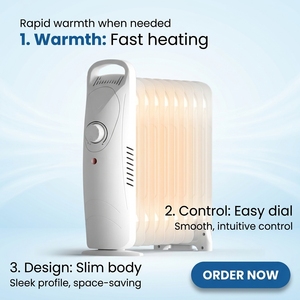 Radiateur <span class=keywords><strong>électrique</strong></span> OEM portable pour usage domestique, à 5/7/9/11 ailettes, à huile, avec prise US - Product Image 2